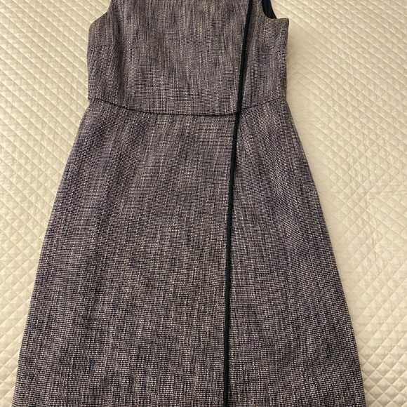 J Crew Suiting Navy Blue Tweed Layered Front Sheath - Picture 1 of 7